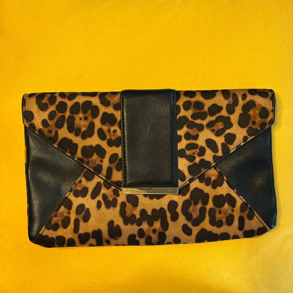 INC international leopard clutch bag